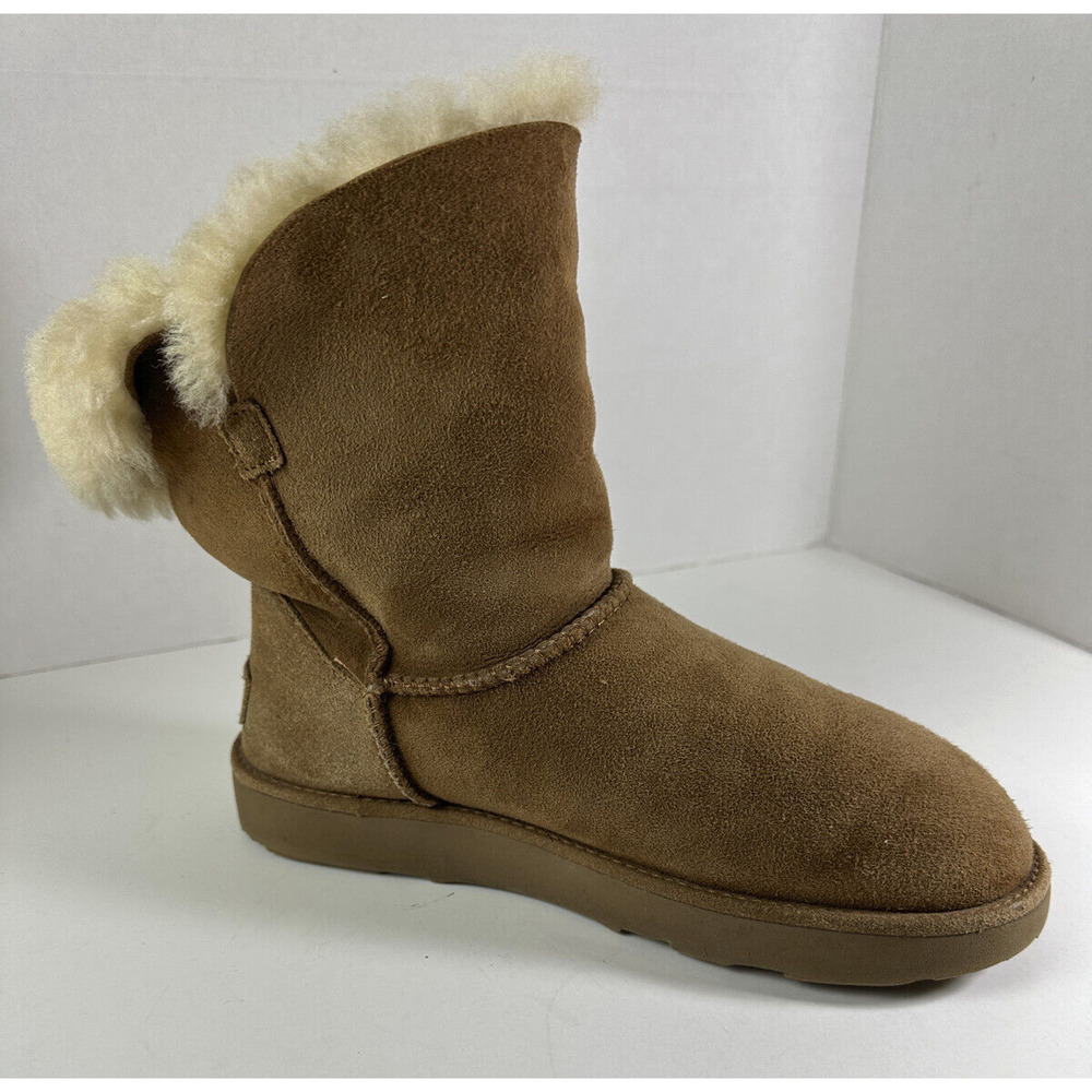 UGG Classic Cuff Short Boot Chestnut Brown Tan Sheepskin Suede Women's Size 7 - Picture 11 of 16